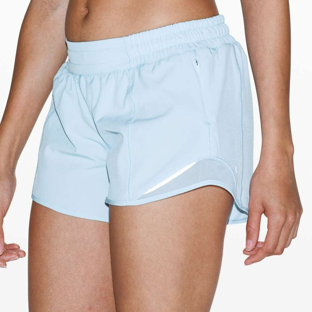 Light Blue Lululemon Hotty Hot Shorts 4 inch